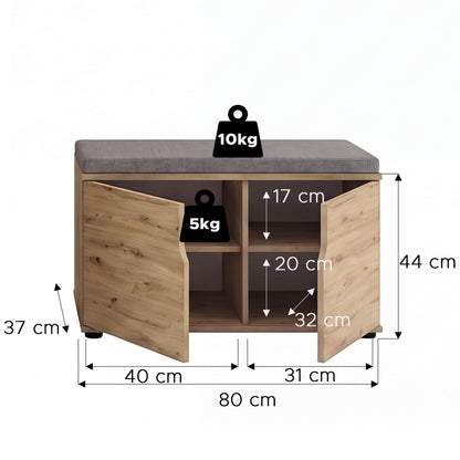 Keno Sitzbank inkl. Sitzkissen (B/H/T: 80x44x37 cm) in Artisan Eiche Nachbildung