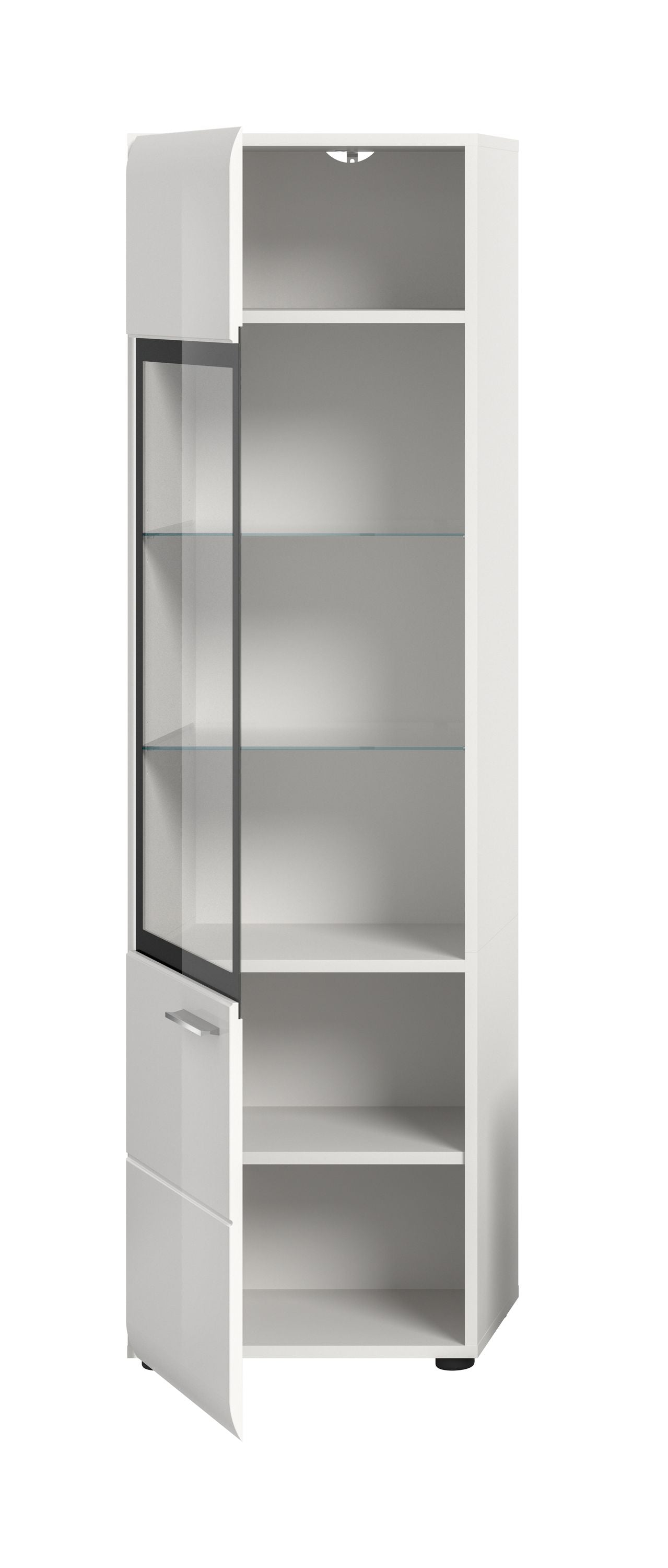 Vitrine ICE (L/H/P : env. 45/160/34 cm) en blanc/blanc brillant