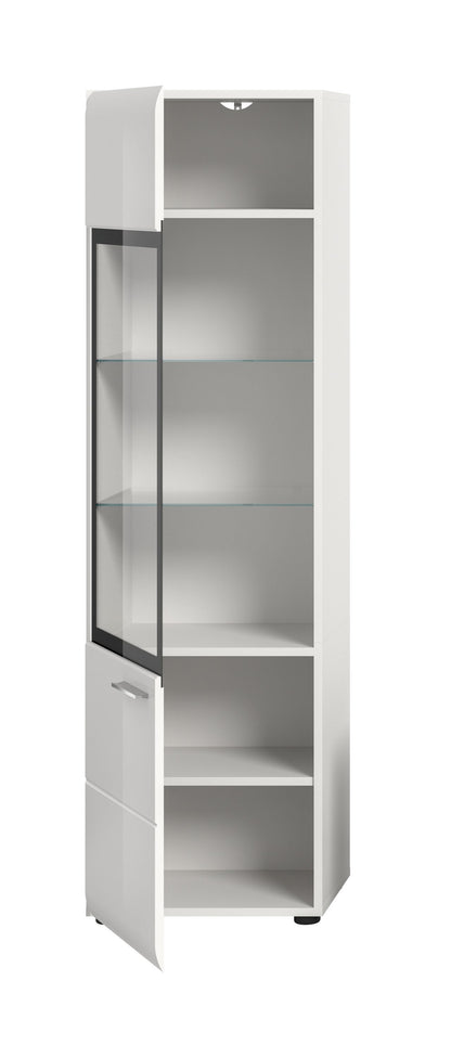 Vitrine ICE (L/H/P : env. 45/160/34 cm) en blanc/blanc brillant