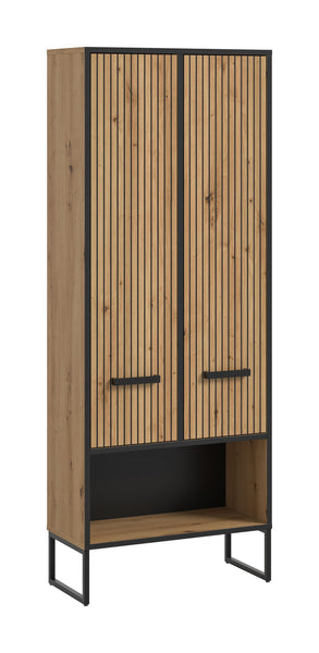 Tall cabinet wide BAGNO (W/H/D: approx. 59/159/32 cm) in Artisan Oak finish/Artisan Oak finish
