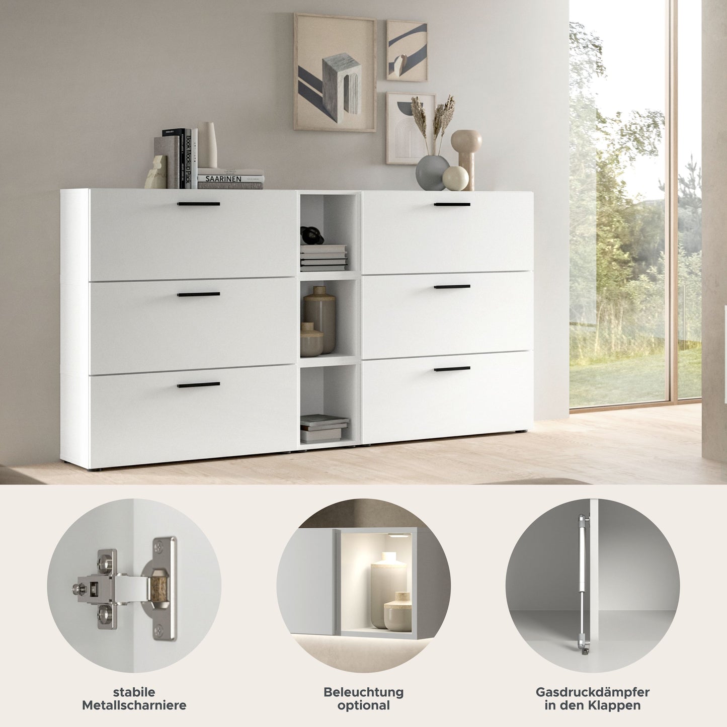 Homes & Jones Wohnwand 3-tlg. TV Möbel Modular Lowboard, Wohnzimmerschrank