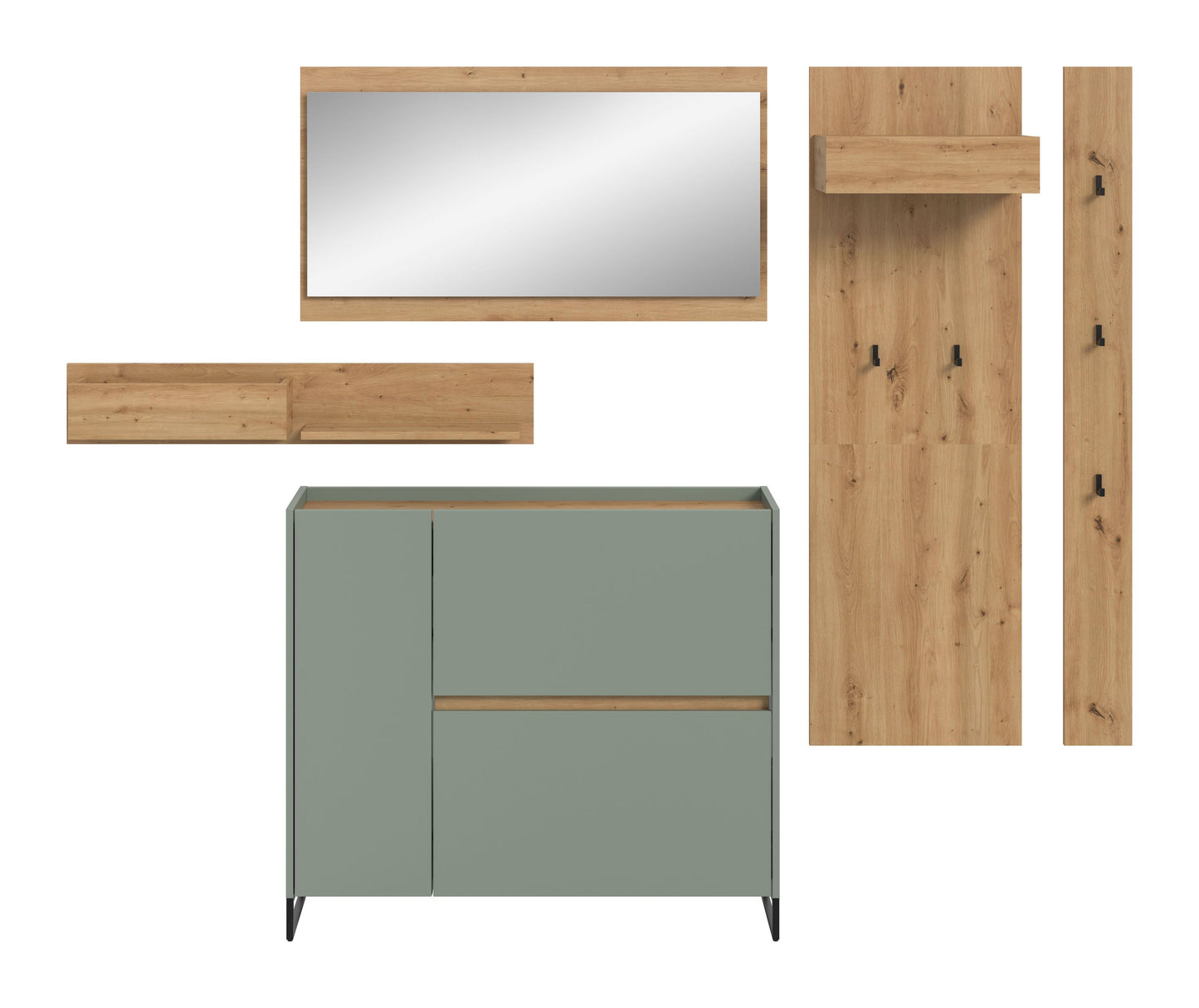 Homes & Jones Garderobe 5-tlg., Garderobenkomplettset, Dielenmöbel-Flurmöbel