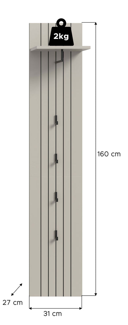 Coat Rack Panel STATION (W/H/D: approx. 31/160/27 cm) in Smoke Green/Smoke Green