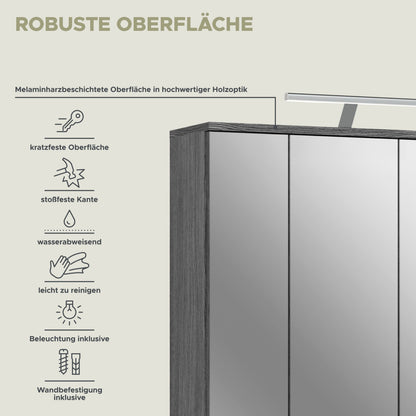 Bad-Spiegelschrank: robuste Melaminoberfläche, kratzfeste Kanten und Beleuchtung