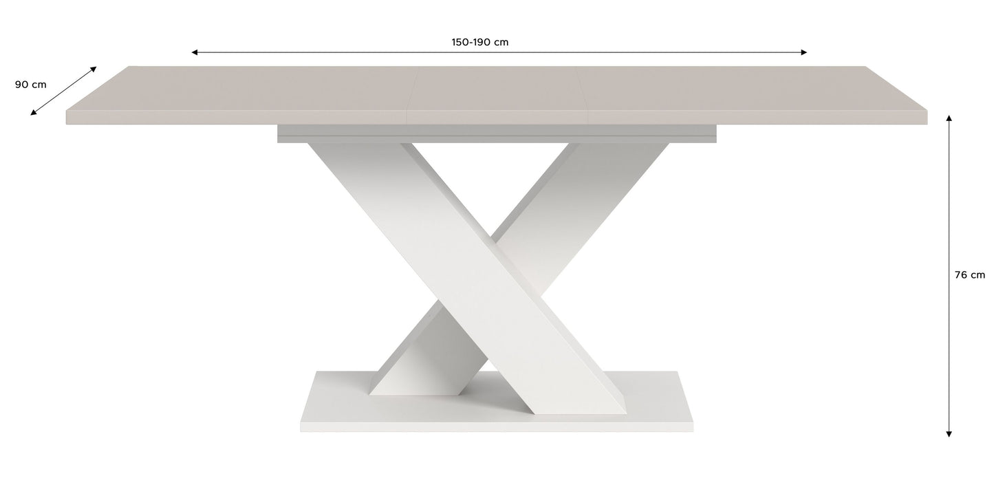 Table de salle à manger MOTION (L/H/P : env. 150/76/90 cm) en blanc/cachemire