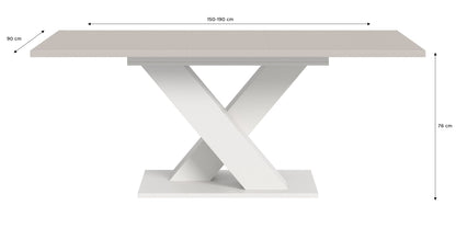 Table de salle à manger MOTION (L/H/P : env. 150/76/90 cm) en blanc/cachemire