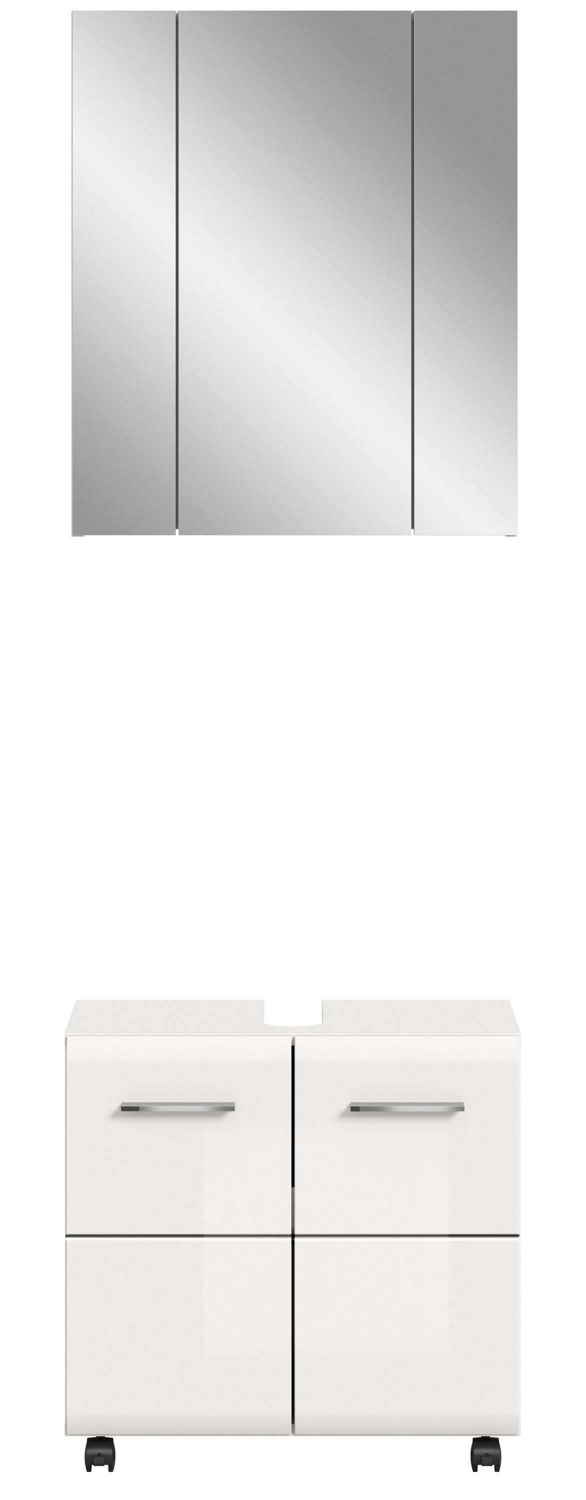 Ensemble de salle de bain sur roulettes ICE (L/H/P : env. 60/185/30 cm) imitation chêne Nox/noir mat