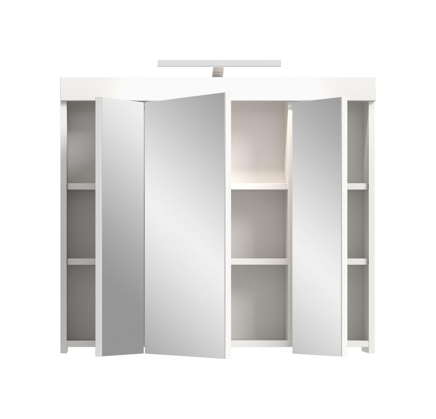 Viana Spiegelschrank inkl. Beleuchtung (B/H/T: 80x70x18 cm) in Spiegelglas und Weiß