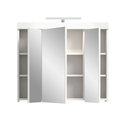 Viana Spiegelschrank inkl. Beleuchtung (B/H/T: 80x70x18 cm) in Spiegelglas und Weiß