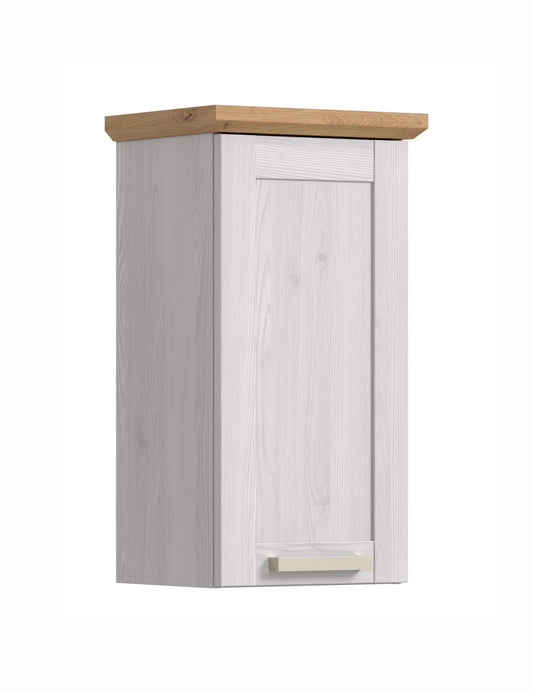 Homes & Jones Badhängeschrank im Landhausstil, weiß mit Holzoptik-Abdeckung