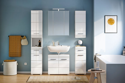 Armoire de toilette avec éclairage LINUS (L/H/P : env. 60/71/19 cm) en noir/verre miroir