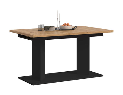 Table de salle à manger GUSTAV (L/H/P : env. 220/76/100 cm) en blanc/imitation chêne Artisan