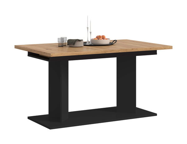 Table de salle à manger GUSTAV (L/H/P : env. 220/76/100 cm) en blanc/imitation chêne Artisan