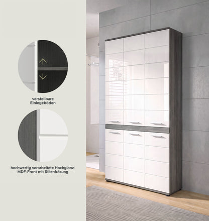 Blake Hochschrank (B/H/T: 90x191x31 cm) in Salbei und Artisan Eiche Nachbildung