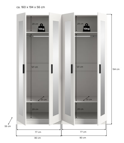 Homes & Jones Kleiderschrank 2-tlg., Schlafzimmerschrank 2x je 80 cm breit, 160 cm