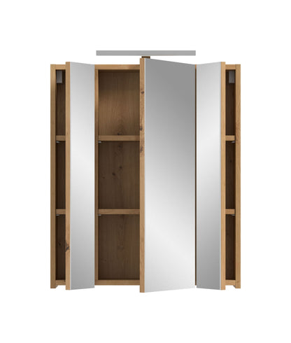 Armoire de toilette avec éclairage ICE (L/H/P : env. 60/70/18 cm) en imitation chêne Nox/noir mat