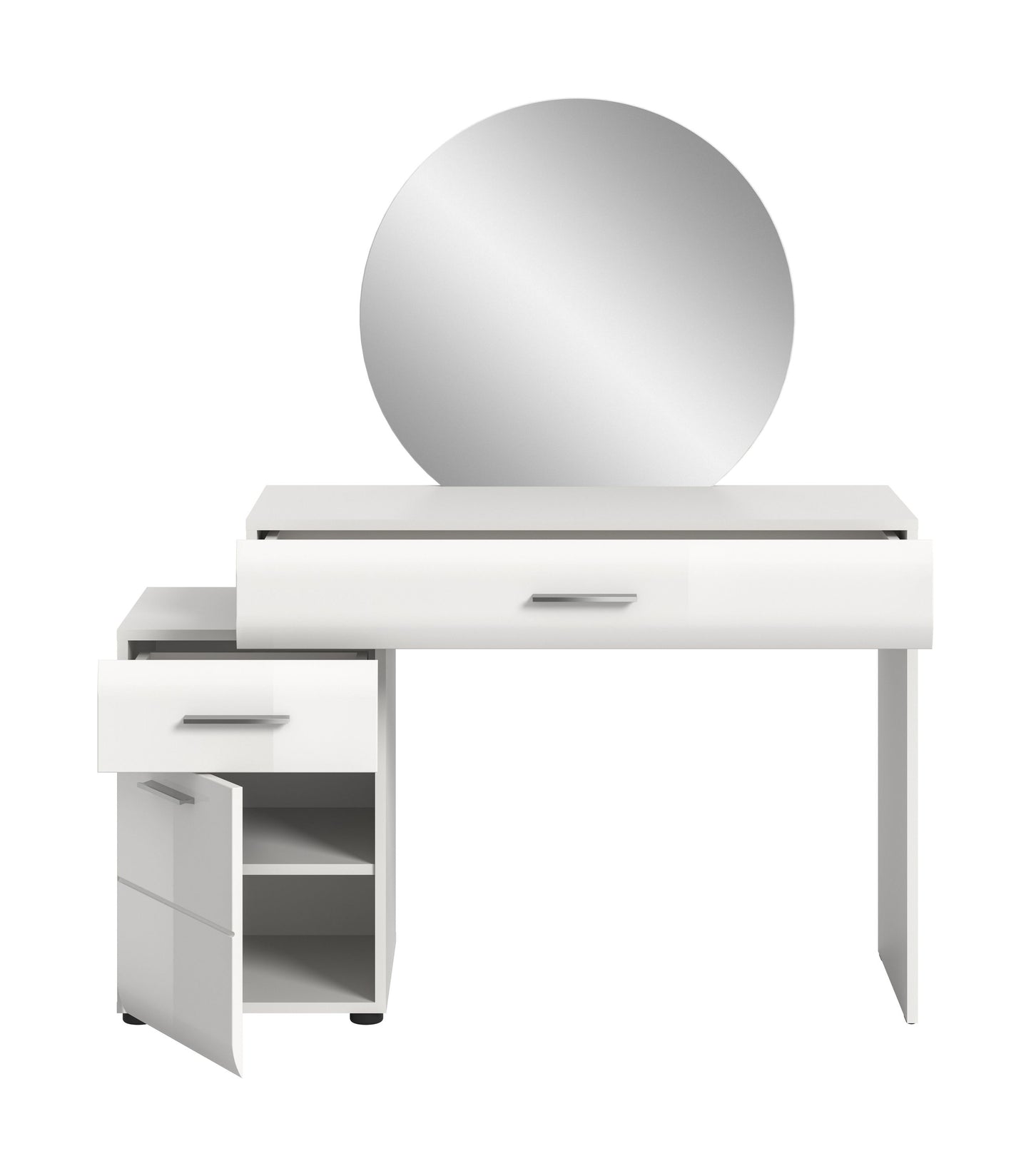 Coiffeuse avec miroir ICE (L/H/P : env. 120/138/47 cm) en blanc/blanc brillant