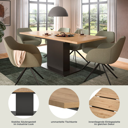 Homes & Jones Esstisch 150x76x90 cm, Esszimmertisch-Tisch mit Säulen Gestell