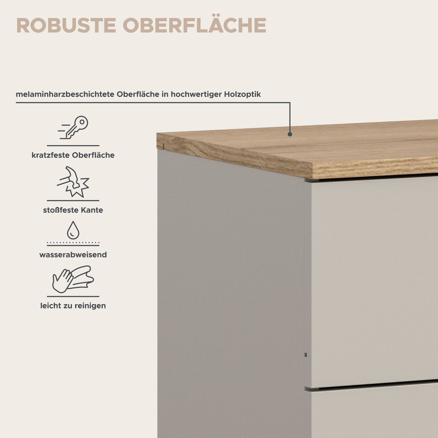 Slide Kommode  (B/H/T: 140x86x38 cm) in Kaschmir