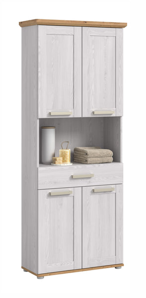 Tall cabinet wide VERONA (W/H/D: approx. 74/187/34 cm) in Sibiu larch reproduction/Sibiu larch reproduction