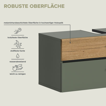 Meuble bas de lavabo AQUA (L/H/P : env. 75/35/35 cm) en vert sauge/vert sauge