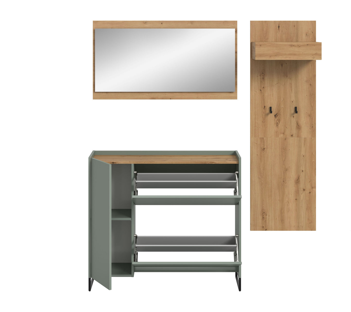 Ensemble de meubles d'entrée DRIVE (L/H/P : env. 175/192/32 cm) en sauge/sauge