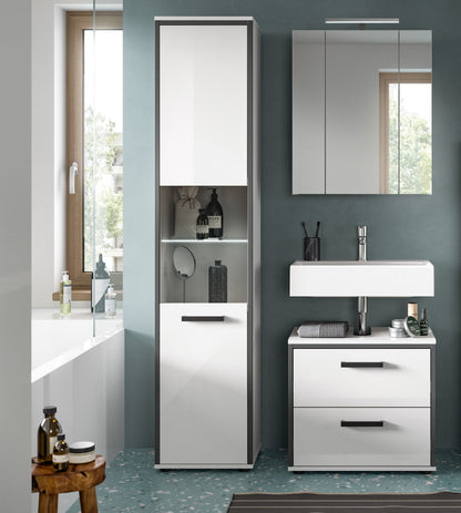 Bathroom set incl. lighting KOJAK (W/H/D: approx. 115/188/37 cm) in white/white high-gloss