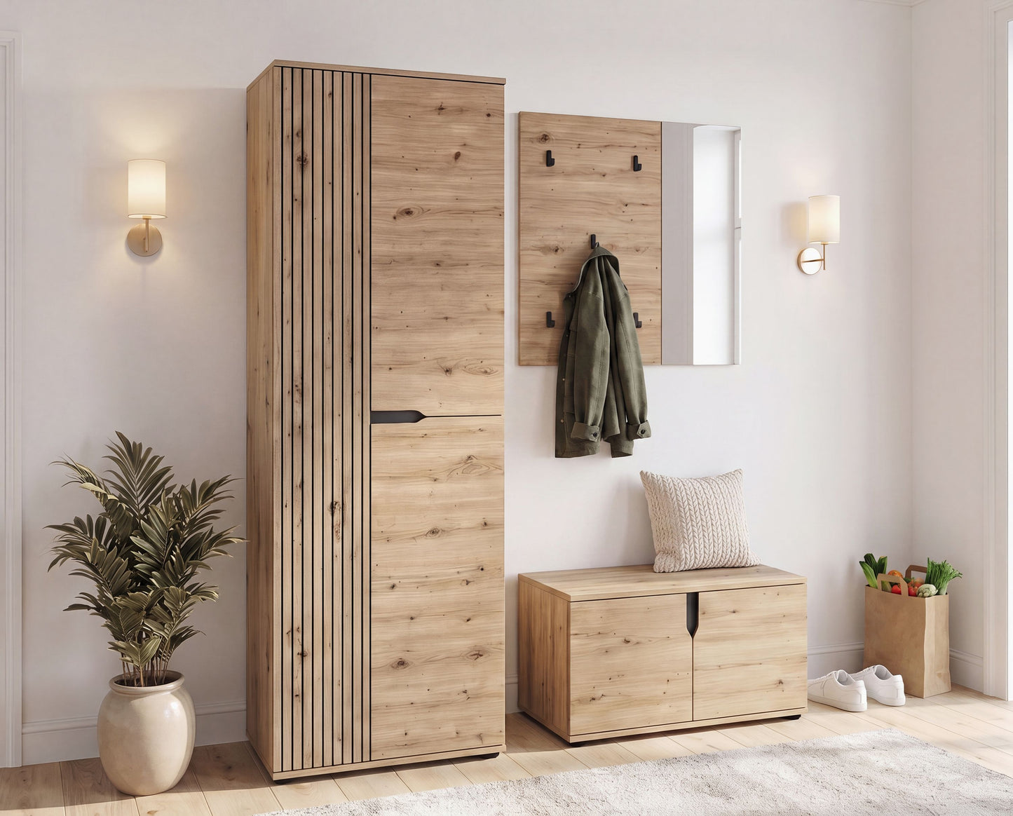 Keno Garderobenschrank (B/H/T: 65x191x37 cm) in Artisan Eiche Nachbildung