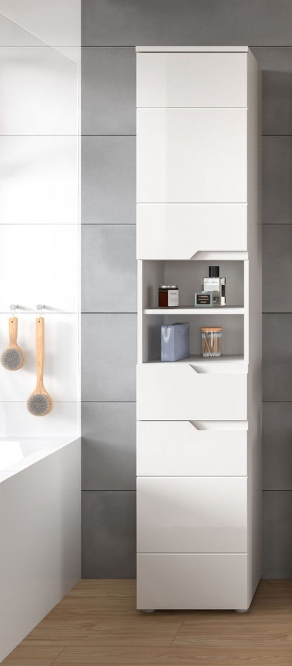 Homes & Jones Badhochschrank weiß Hochglanz Front, Badschrank-Badmöbel