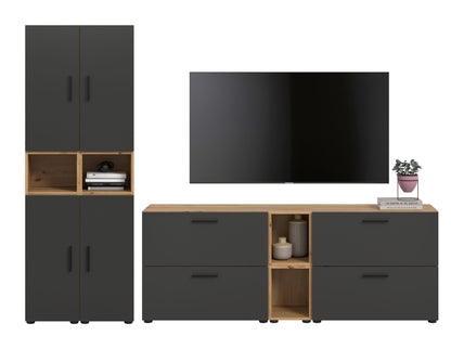 Homes & Jones Wohnwand 4-tlg. TV Möbel Modular Lowboard, Wohnzimmerschrank