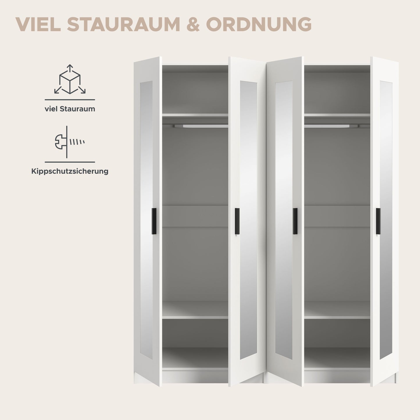 Homes & Jones Kleiderschrank 2-tlg., Schlafzimmerschrank 2x je 80 cm breit, 160 cm