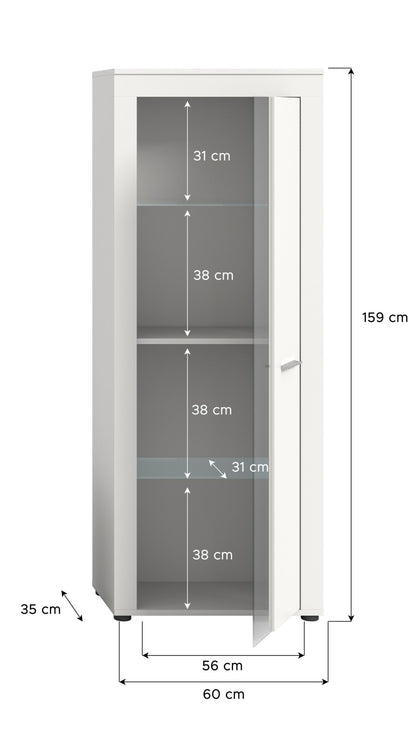 Homes & Jones Vitrinenschrank 60 cm breit, Wohnzimmerschrank, Wohnmöbel
