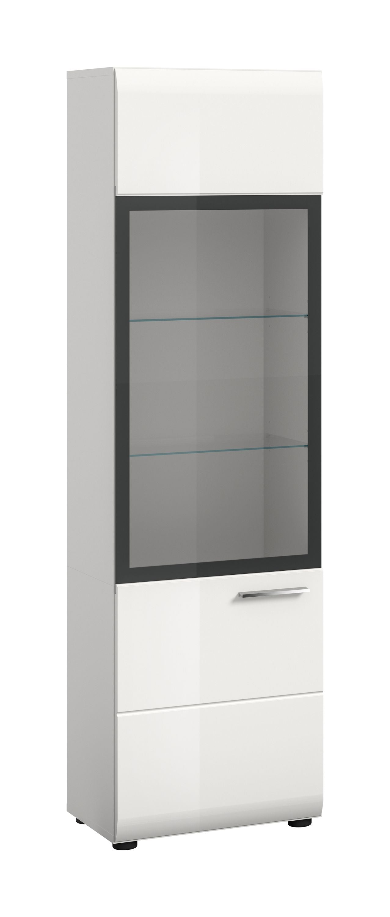 Vitrine ICE (L/H/P : env. 45/160/34 cm) en blanc/blanc brillant
