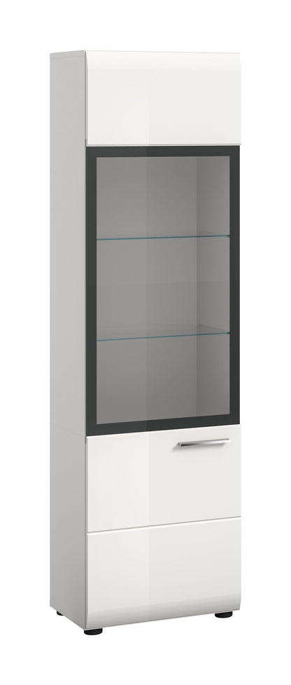 Vitrine ICE (L/H/P : env. 45/160/34 cm) en blanc/blanc brillant