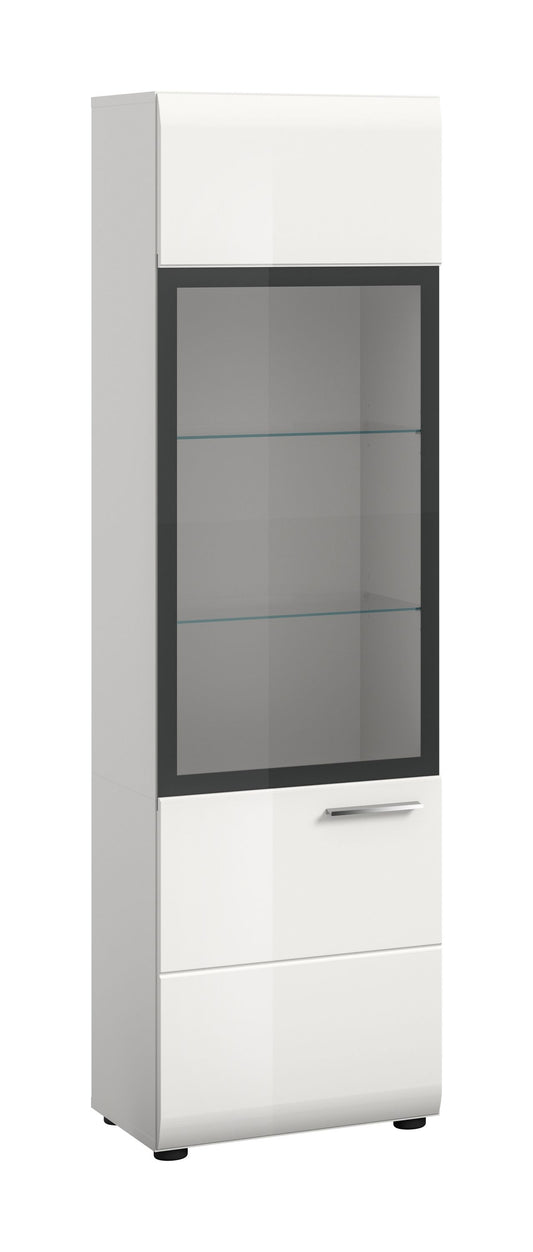 Vitrine ICE (L/H/P : env. 45/160/34 cm) en blanc/blanc brillant