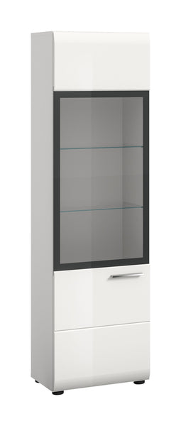 Vitrine ICE (L/H/P : env. 45/160/34 cm) en blanc/blanc brillant