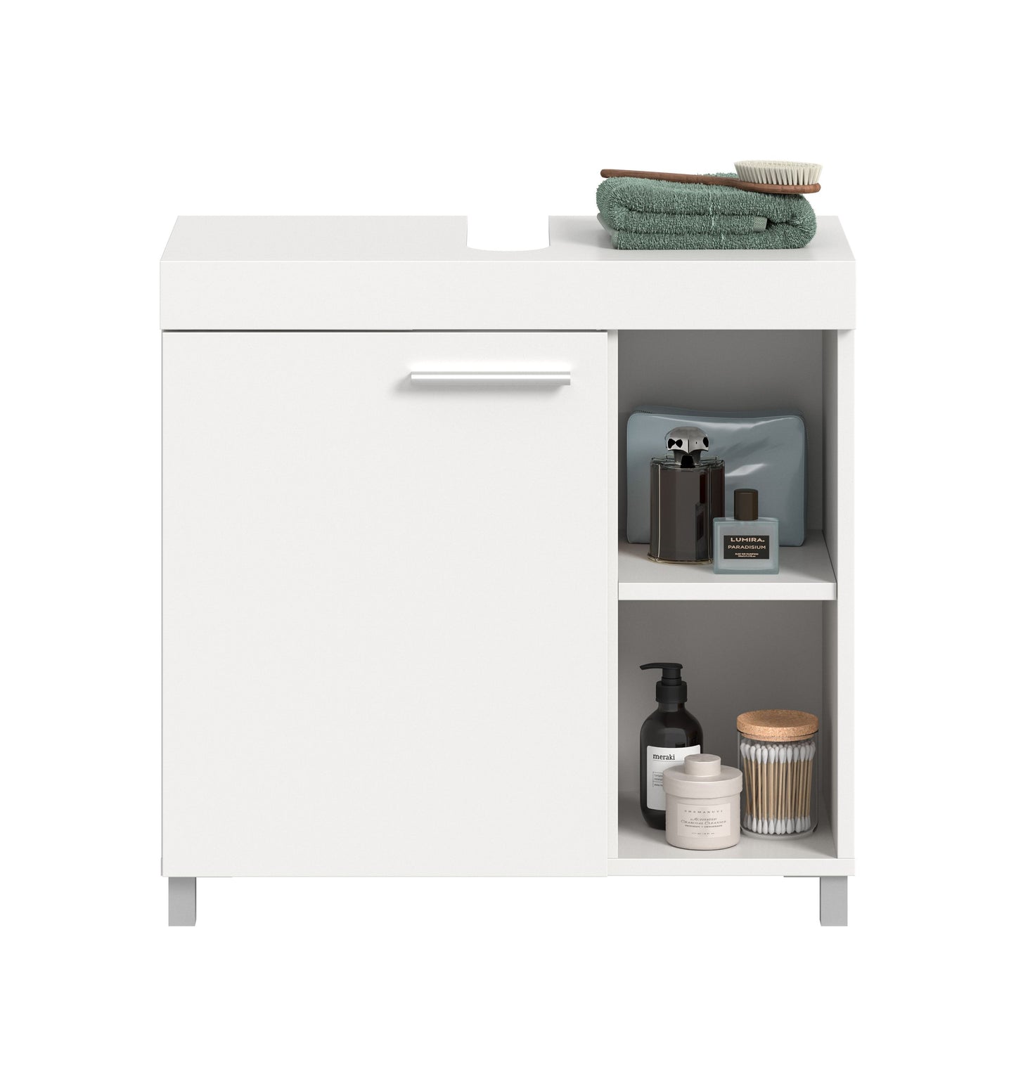 Meuble bas sous lavabo NOAH (L/H/P : env. 65/63/31 cm) en blanc/blanc