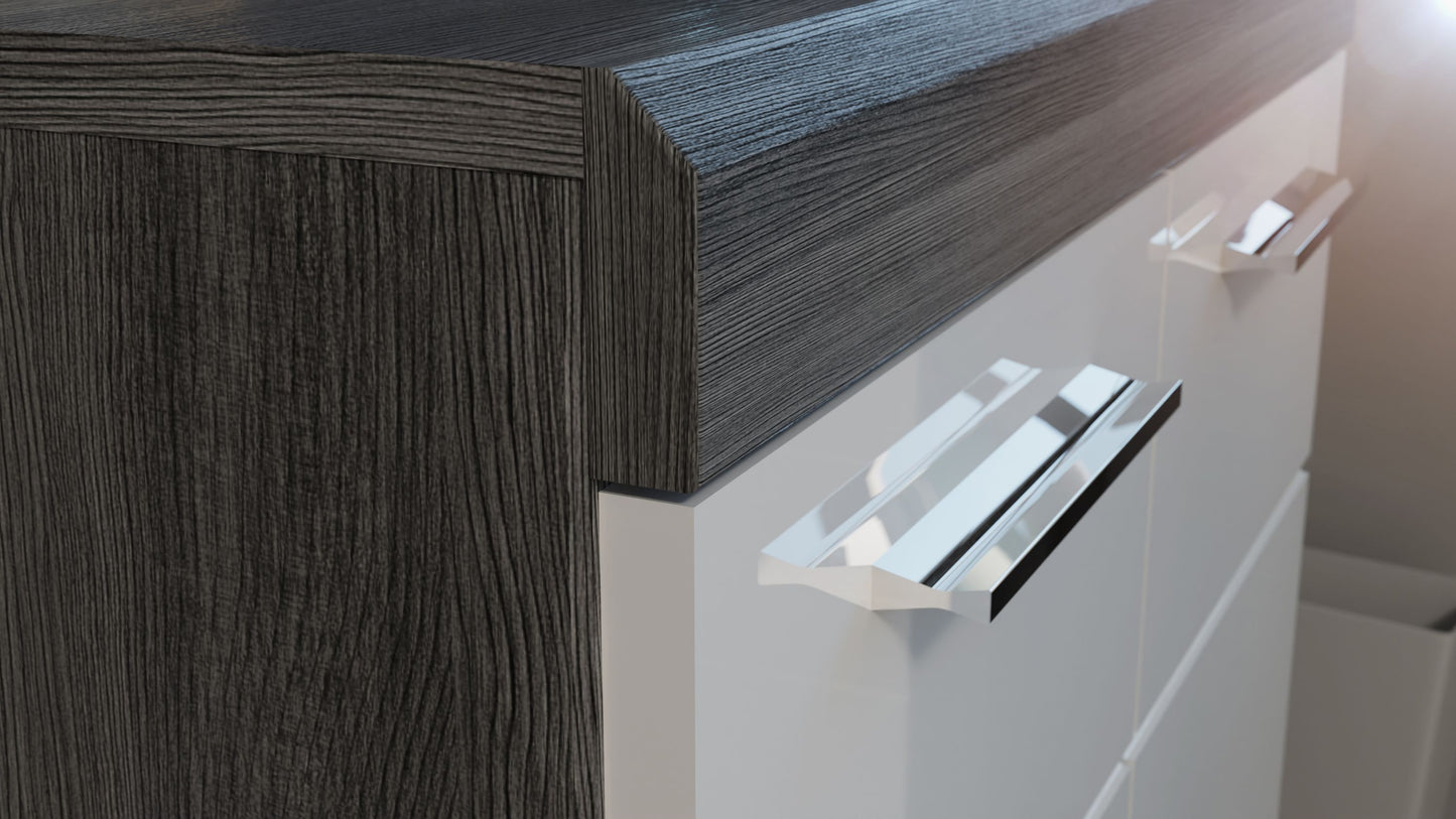 Homes & Jones Kommode weiß Hochglanz Fronten mit Schubladen, Universalschrank