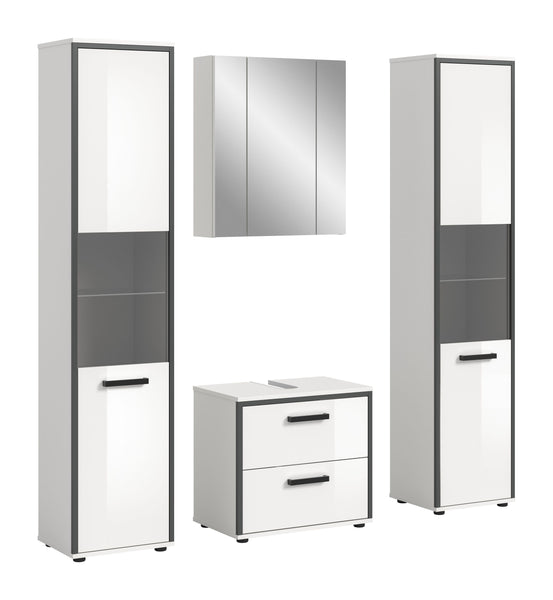 Ensemble de salle de bain KOJAK (L/H/P : env. 171/188/37 cm) blanc/blanc brillant