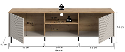 Meuble bas TV CAMPUS (L/H/P : env. 184/55/40 cm) en cachemire/cachemire