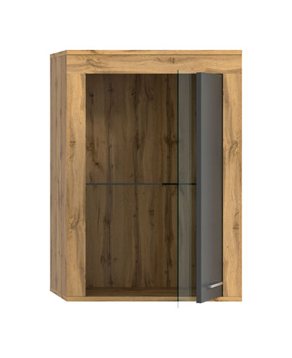 Vitrine JAM (L/H/P : env. 60/86/35 cm) en imitation chêne Wotan/gris