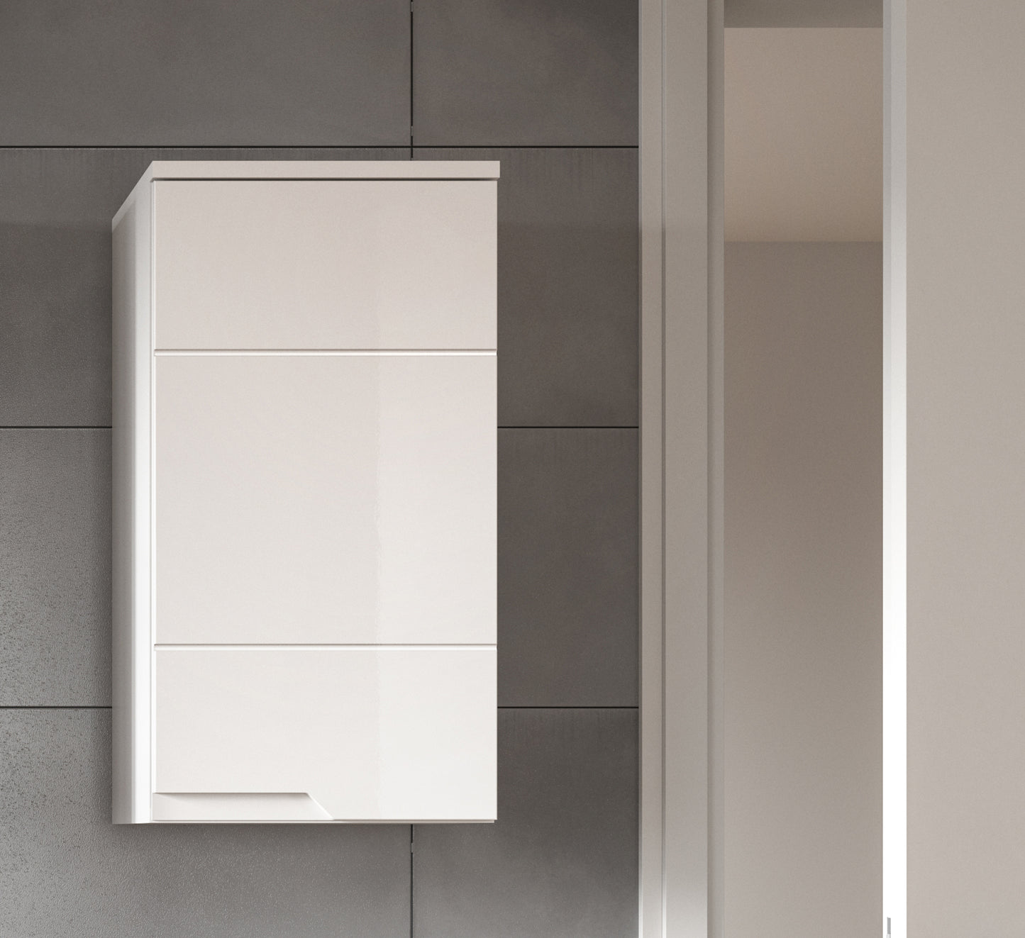 Meuble haut SOLERO (L/H/P: env. 38/73/27 cm) en blanc/blanc brillant