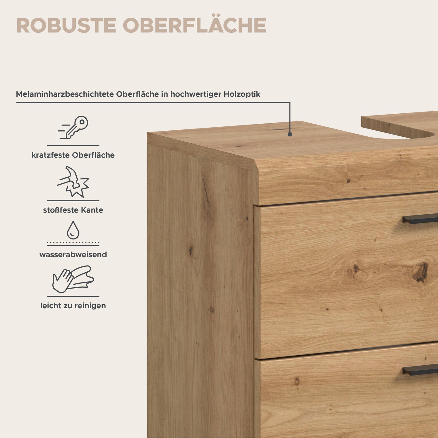 Homes & Jones Waschbeckenunterschrank auf Rollen, Schrank easy to handle
