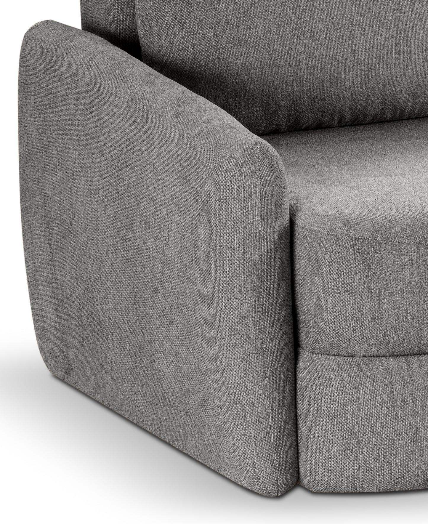 Schlafsofa Armlehne und Sitznaht, grauer Strukturstoff, gepolstert