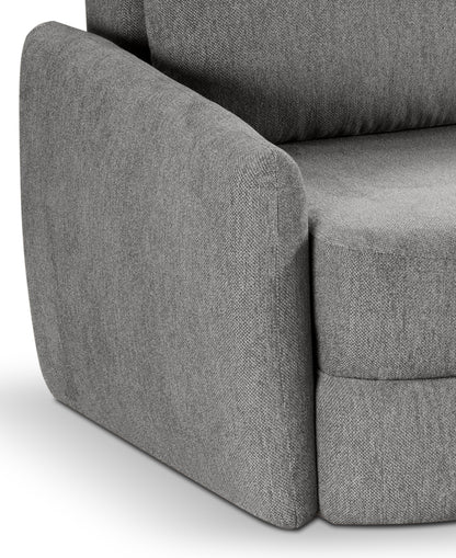 Schlafsofa Armlehne und Sitznaht, grauer Strukturstoff, gepolstert
