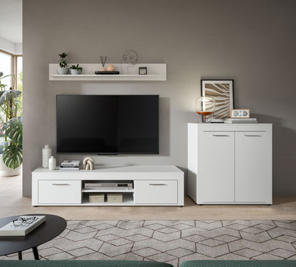 Meuble TV JAM (L/H/P : env. 255/159/40 cm) en imitation chêne Wotan/gris