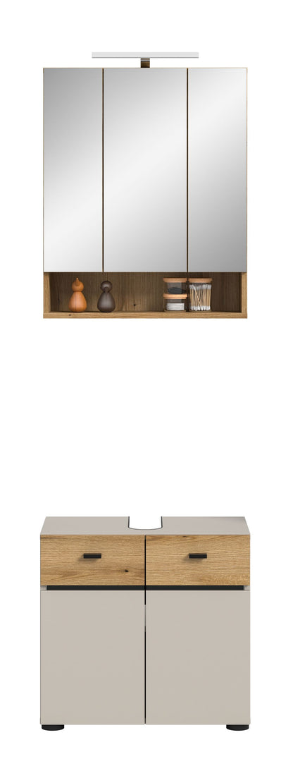 Homes & Jones Badmöbel Set 2-tlg. mit Badspiegelschrank inkl. Beleuchtung