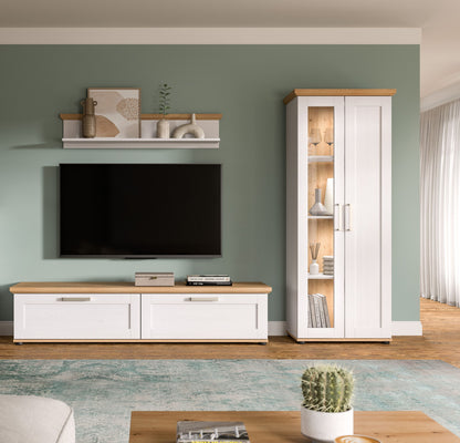 Homes & Jones Wohnwandset 3-tlg. Landhausstil, Lowboard für TV bis zu 70 Zoll