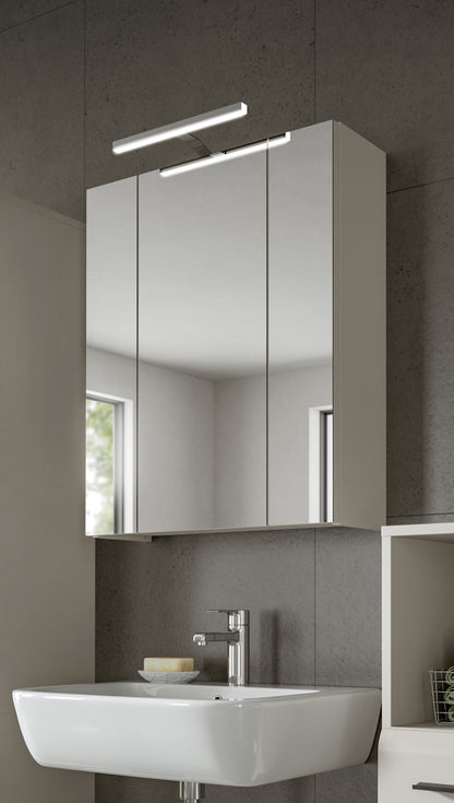 Armoire de toilette avec éclairage ICE (L/H/P : env. 60/70/18 cm) en imitation chêne Nox/noir mat