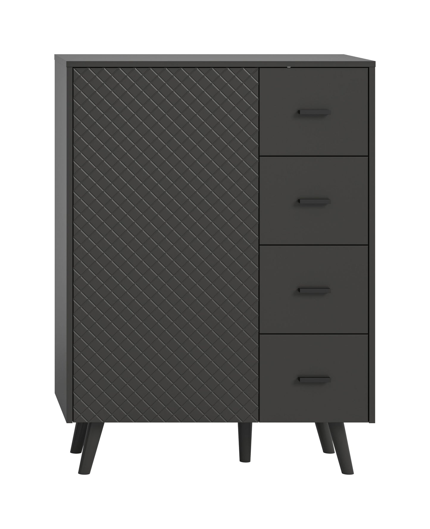 Commode LINEA (L/H/P : env. 84/114/37 cm) en gris/gris mat